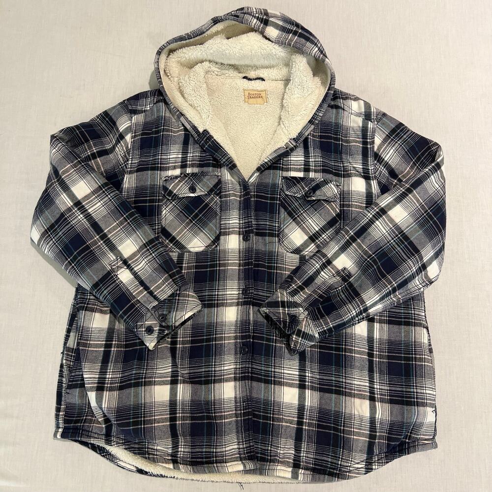 Boston Traders Lined Flannel Plaid Hoodie Jacket Sz XXL